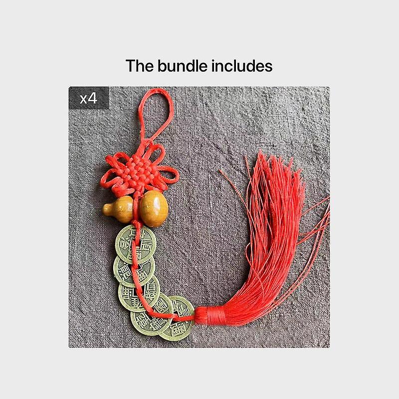 מטבע נחושת מסגסוגת עתיקה חמשת הקיסרים מחזיק מפתחות כסף - מגולף דלעת קשר סיני תליון רכב - תליון מהגוני מהגוני גורד מחזיק מפתחות