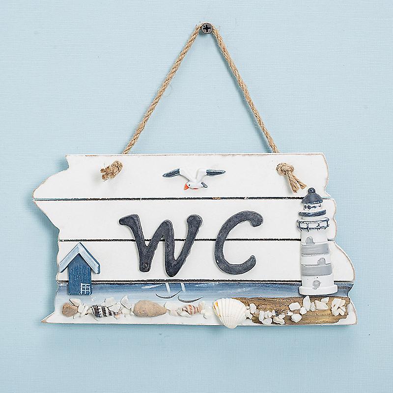 Wc Door Plate Marine Decoration Wood Lighthouse Pattern