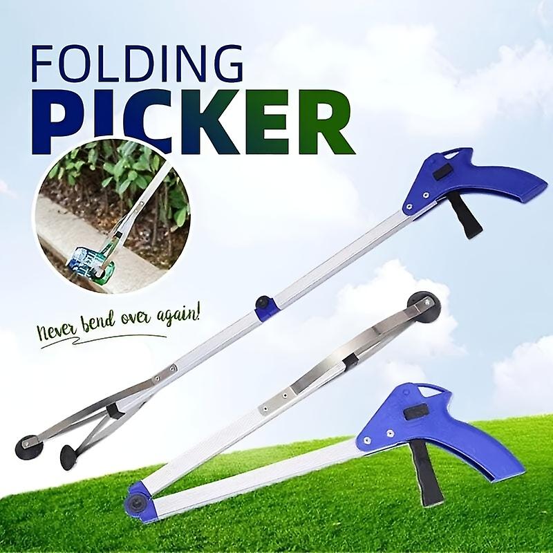 1pc Folding Garbage Picker Gripper - Long Handle Alloy Trash Grabber For Quick And Easy Litter Pickup