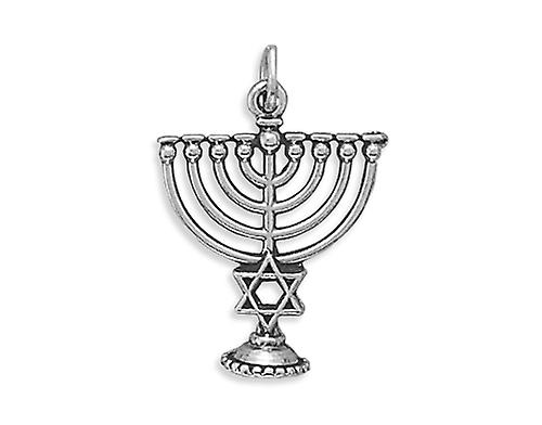 女性のための925スターリングシルバーメノラーチャーム19x17mmペンダントネックレス