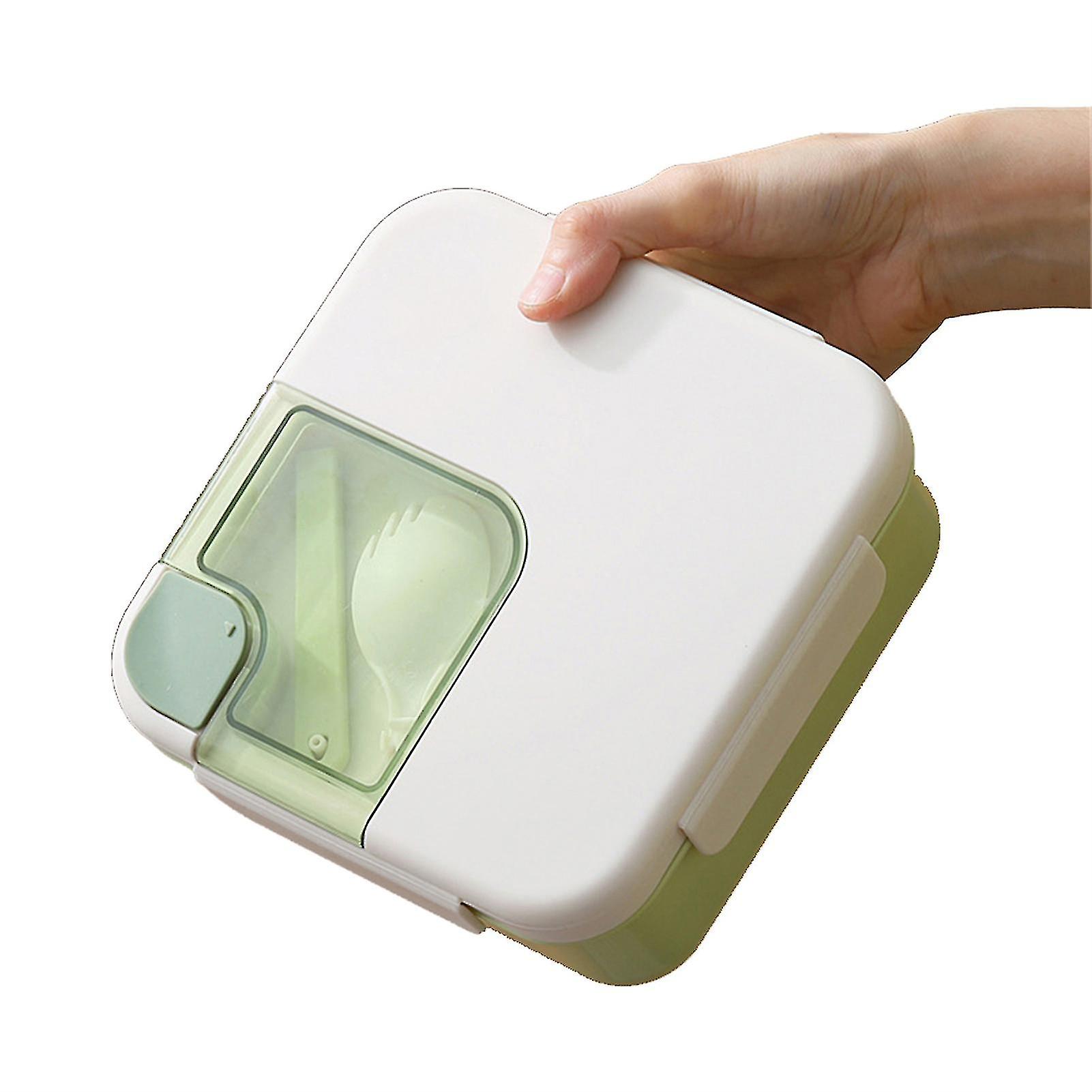 Portable Lunch Box Plastic Compartment Bento Box With Spoon For School Office