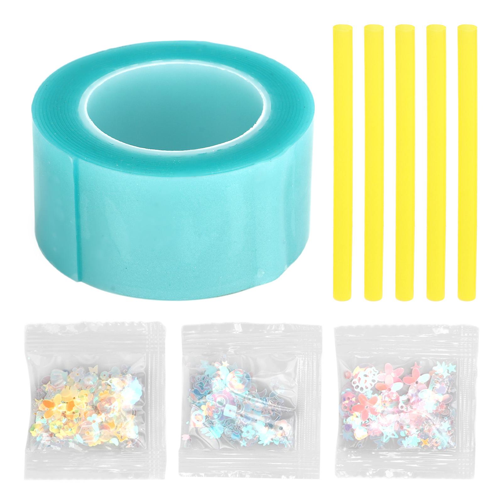 Nano Tape Bubble Kit with Straws and Decorative Toppers, Double-Sided Elastic Nano Tape Balloons for Girls, Boys and Kids, Blue