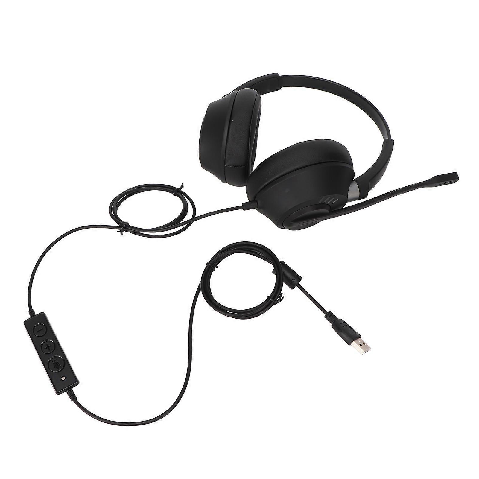 X6D USB 1 Telephone Headset Volume Adjustable Noise Cancelling Binaural Communication Headphone for Offices Home 