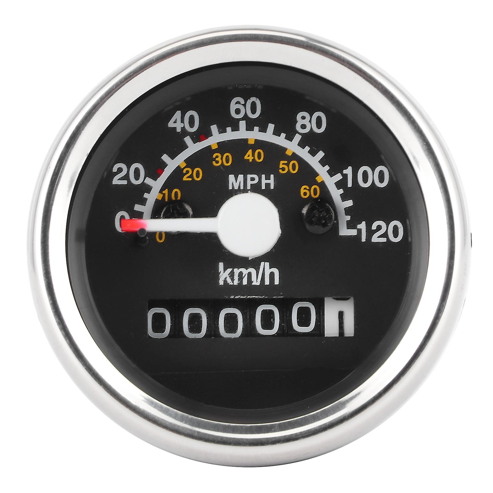 12V Motorcycle Speed Gauge Odometer 99999Km 0-120Km/h Round Gauge with LED Backlight