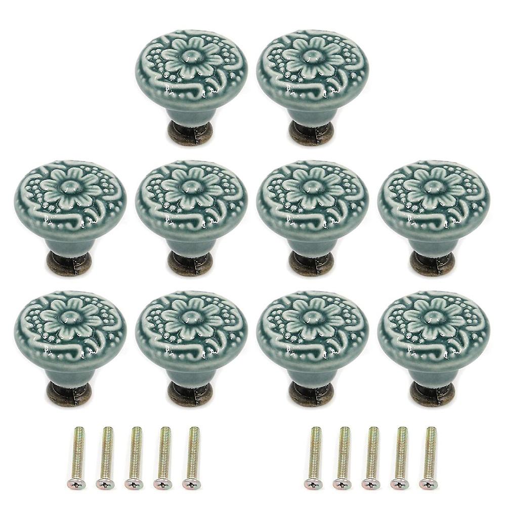 10Pcs Decorative Knob Ceramic Knobs Drawer Cabinet Pull Handle Knobs Furniture Decorative Pull Tool