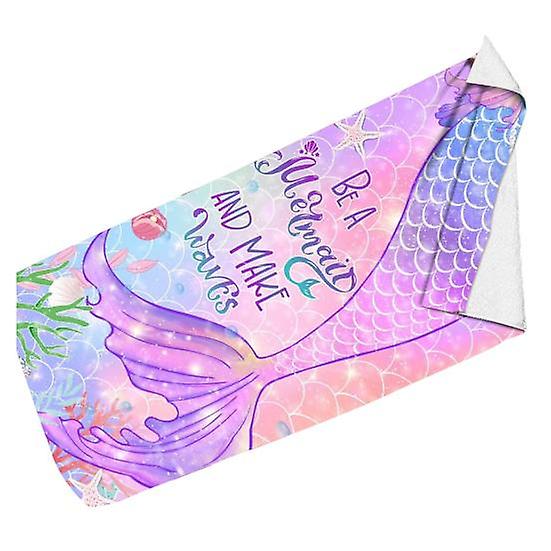 Swim Towel Clear Printing Quick-drying No Shedding Convenient Summer Mermaid Pattern Shower Towel Beach Cloth Daily Use