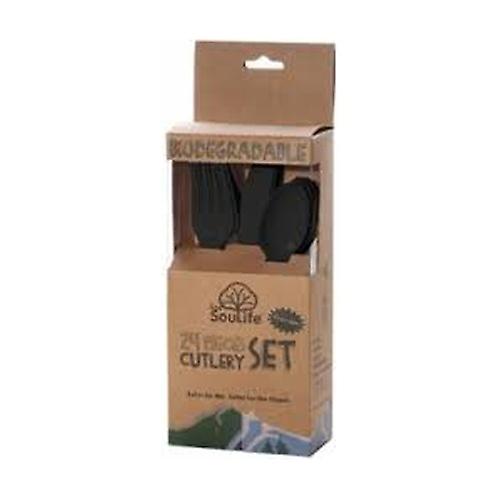 Black Biodegradable Cutlery Set 24 units