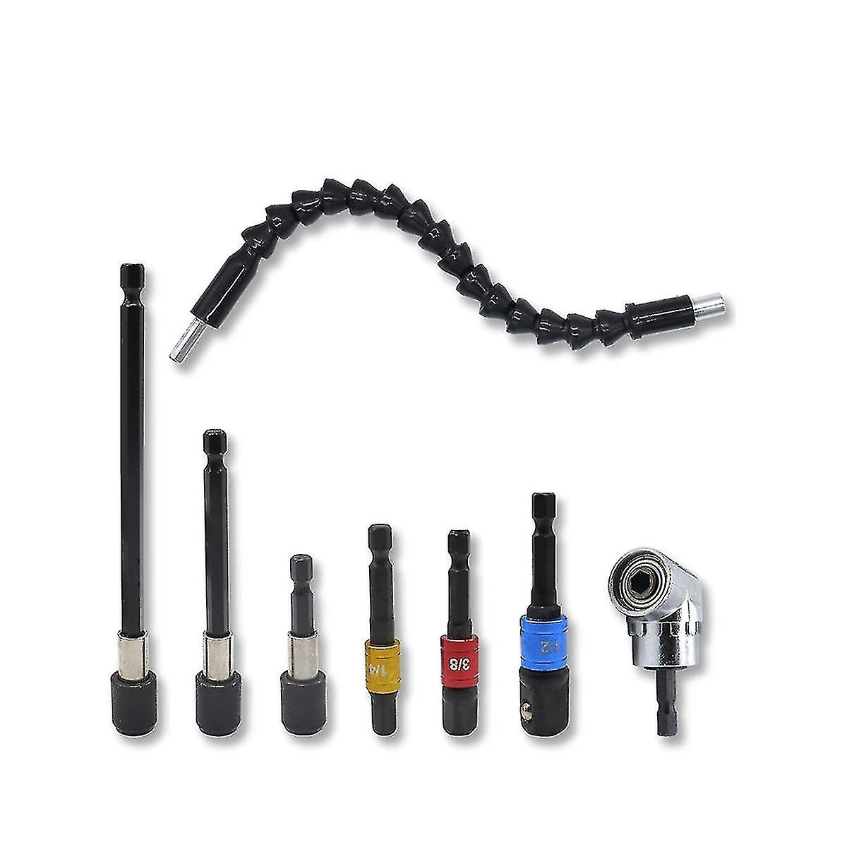 Flexible Drill Bit Extension Set 8pcs, Hex 105right Angle Drill Bit Attachment, Universal Socket A[hs]