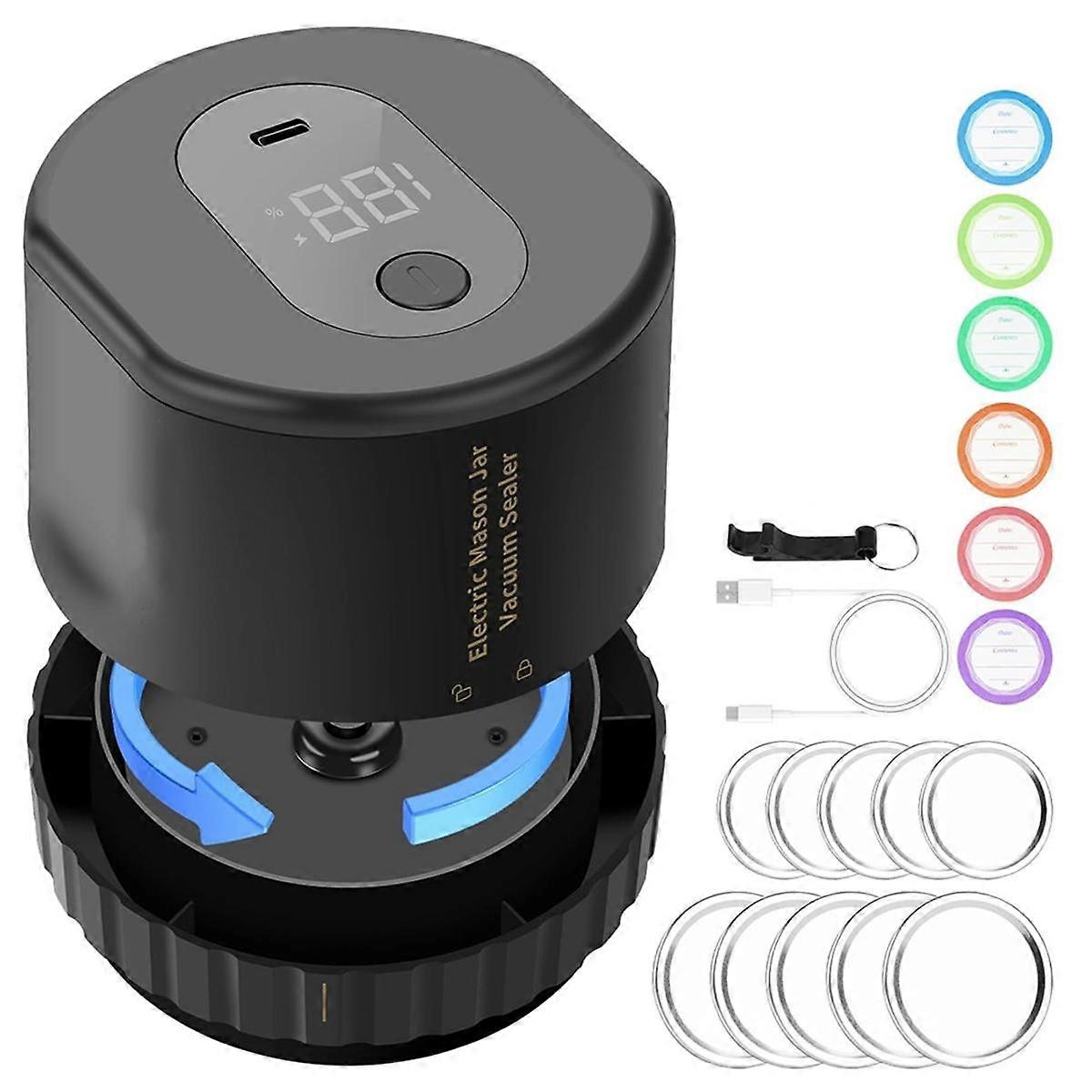 Vacuum Sealer, Wide Mouth and Regular Mouth Canning Lid Machine Kit for Food Storage Black