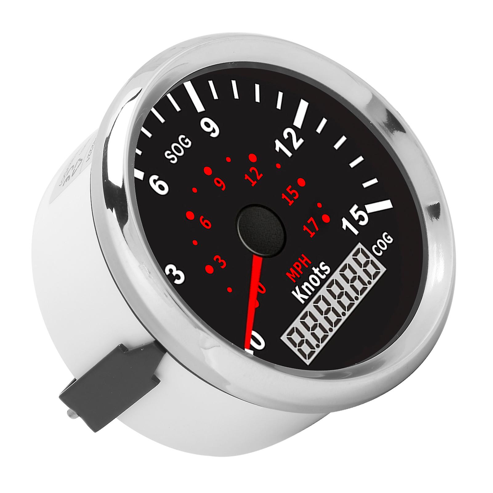 85mm GPS Speedometer 0-17MPH 15 Knots IP67 Red LCD Display