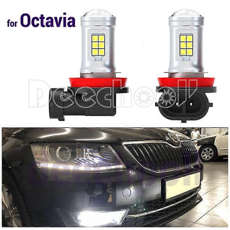 2pcs Premium Canbus car light Pure White LED lamp H11 H8 24SMD front fog bulb for Skoda Octavia 3 MK3 III 1Z 5E A7 FL 2013-2020