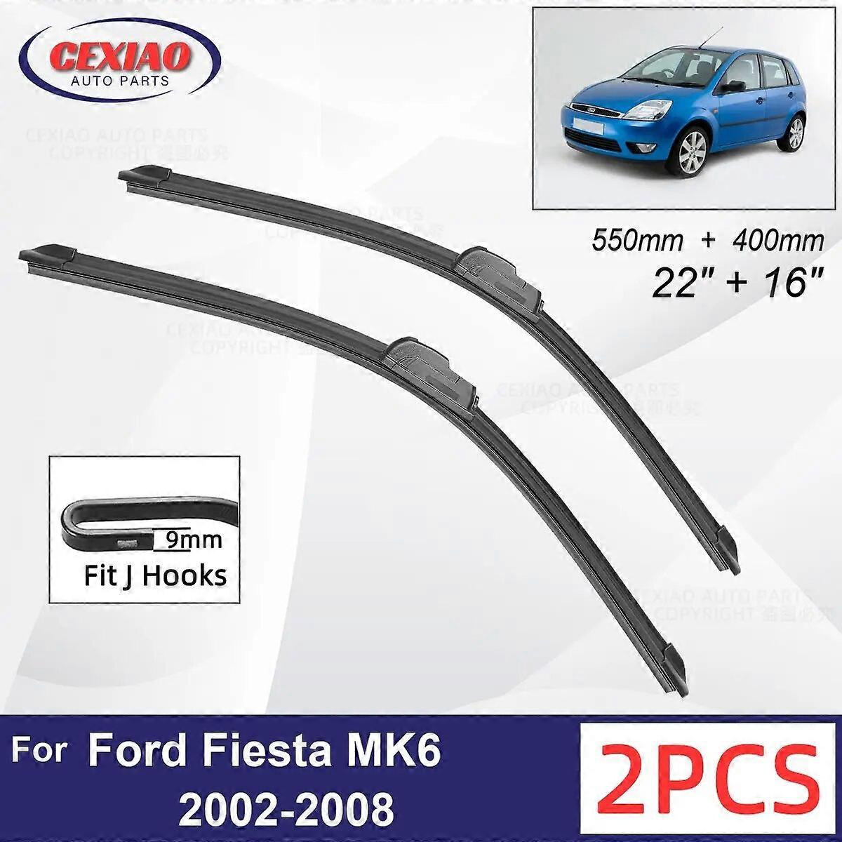 Car Wiper For Ford Fiesta MK6 2002~2008 Front Wiper Blades Soft Rubber Windscreen Wipers Auto Windshield 22"+16" 550mm + 400mm FN9U5716