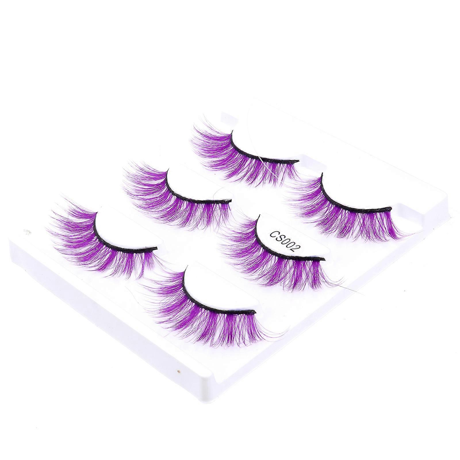3 Pairs of Multi-Color Fake Eyelash 3D Art Eyelashes Dense Makeup Eyelash Extension Eyelashes CS-002