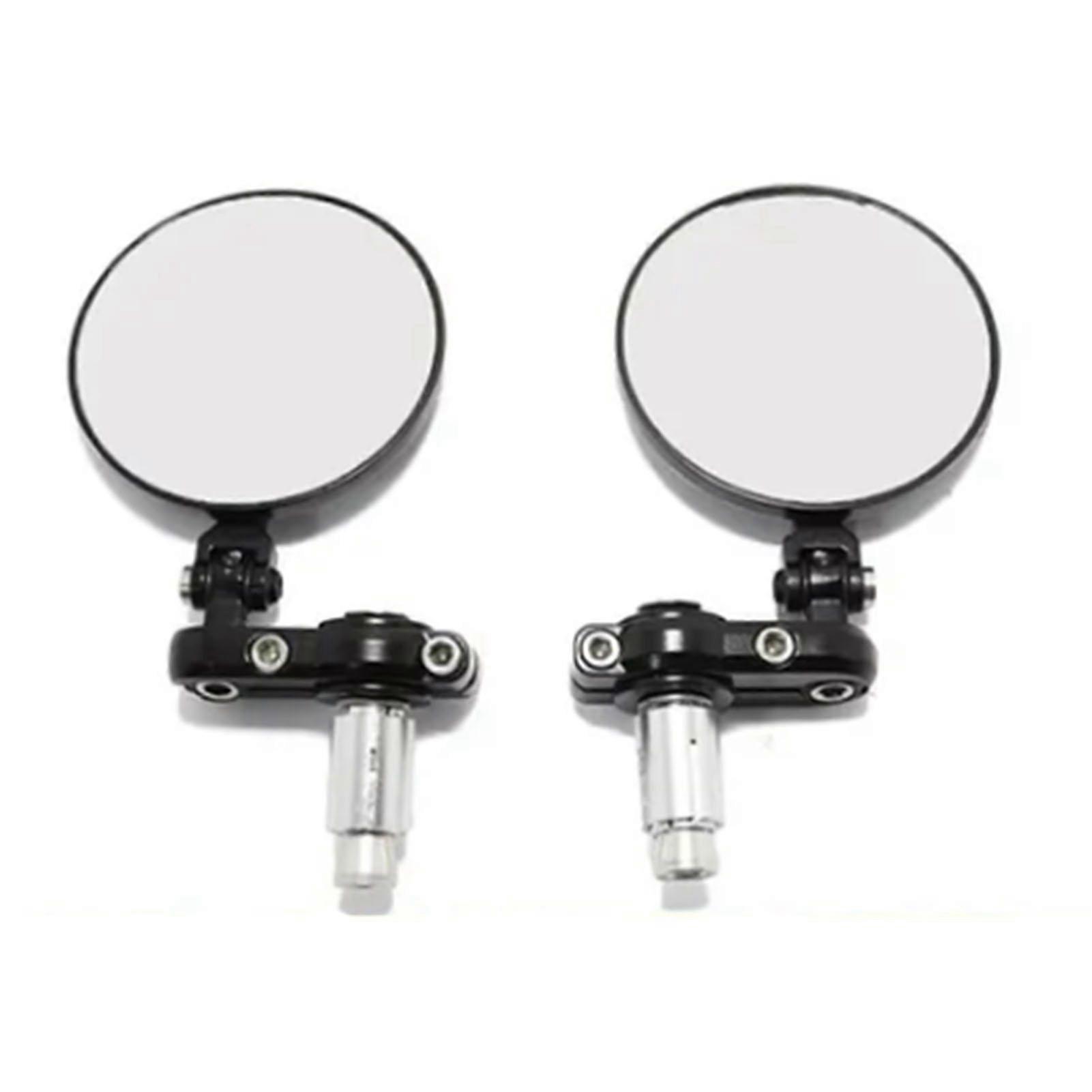 2 Pcs Motorcycle Rearview Mirror Round Folding Bar End Rear View Side Mirror Black for 7/8in Outer Diameter Handlebar