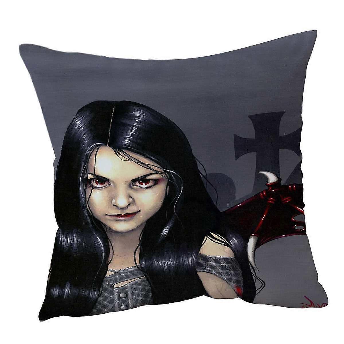 Hunger Pains the Undead Goth Vampire Girl Cushion Cover