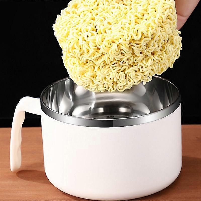 1200ml Noodle Bowl with Lid, Stainless Steel Instant Noodle Bowl, Rapid Ramen Bowl with Filterable Lid White