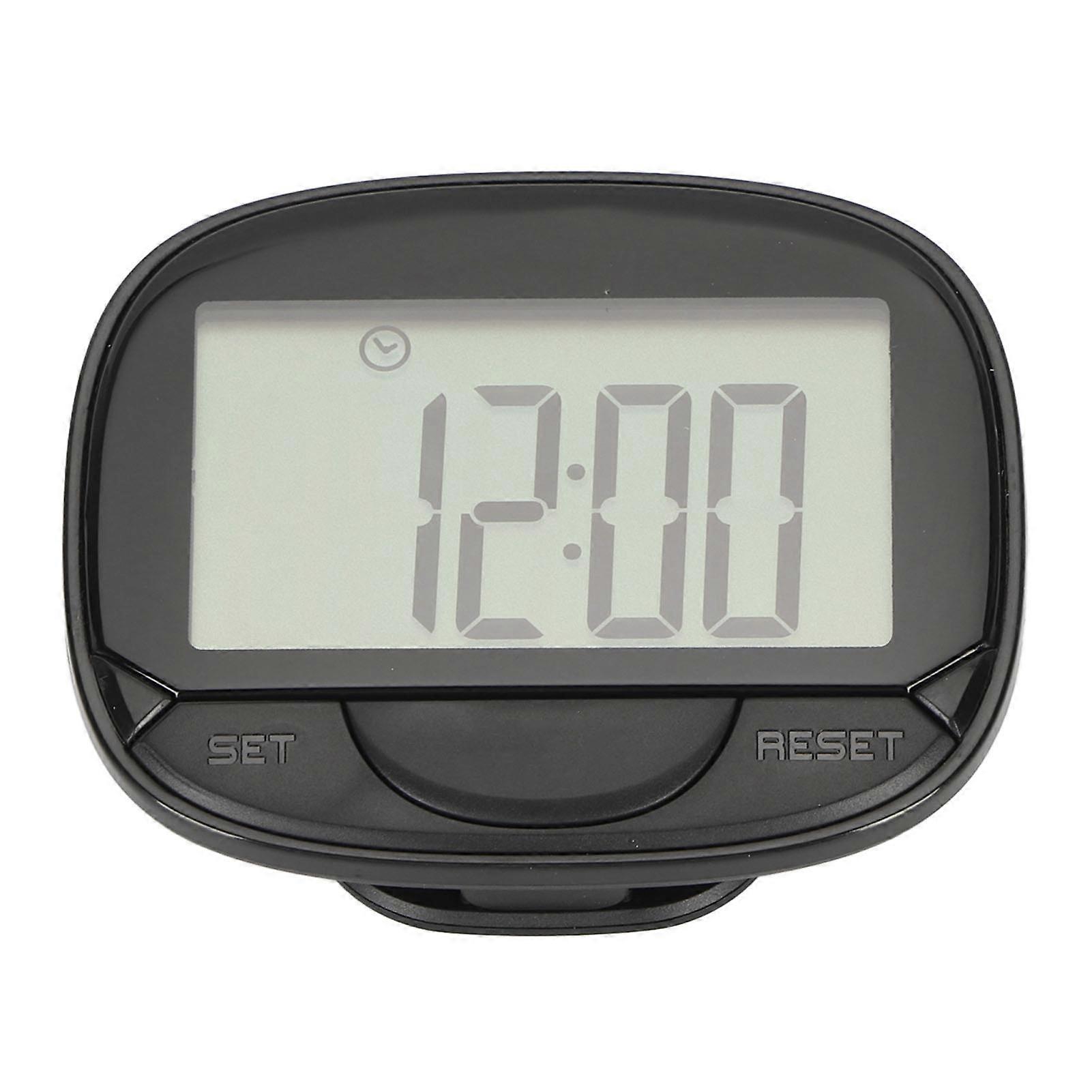 Distance Calorie Pedometer Big Screen Clock Display 2d Step Counter With Back Clip Multifunctional For Walking Running Black