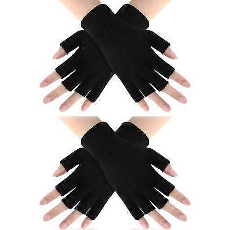 2pcs-guantes de punto-negro