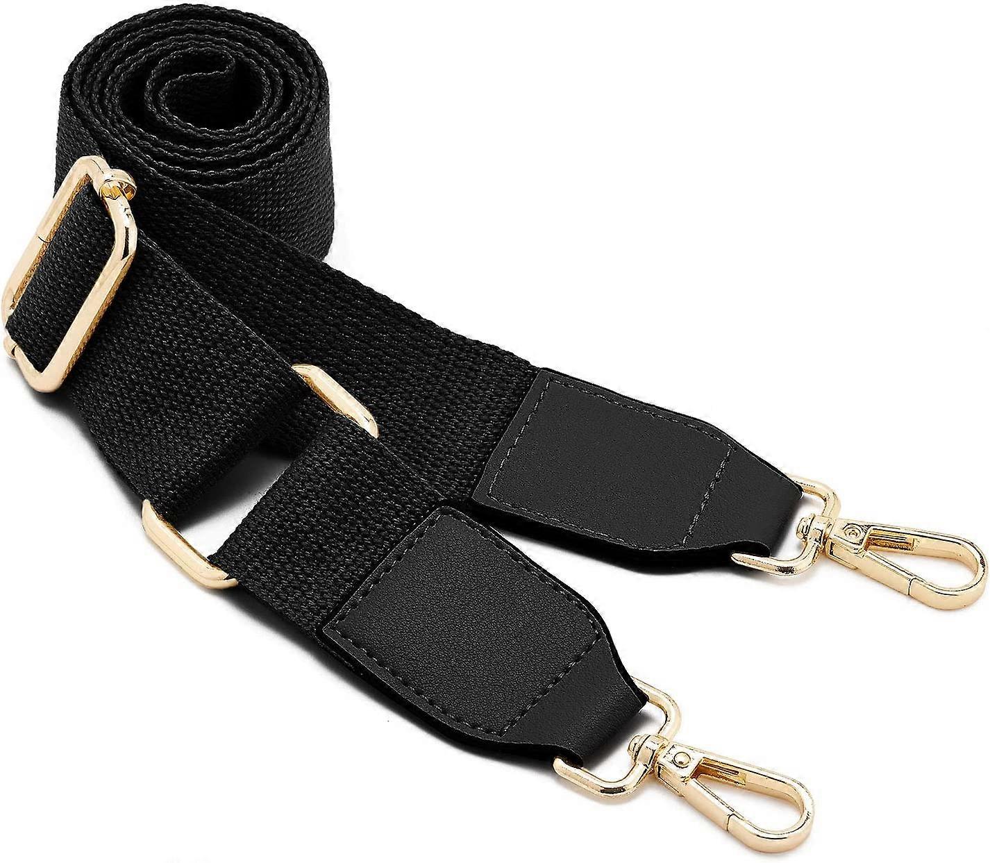 Women's Wide Shoulder Bag Strap, Adjustable Replacement Leather Long shoulder strap(Black)