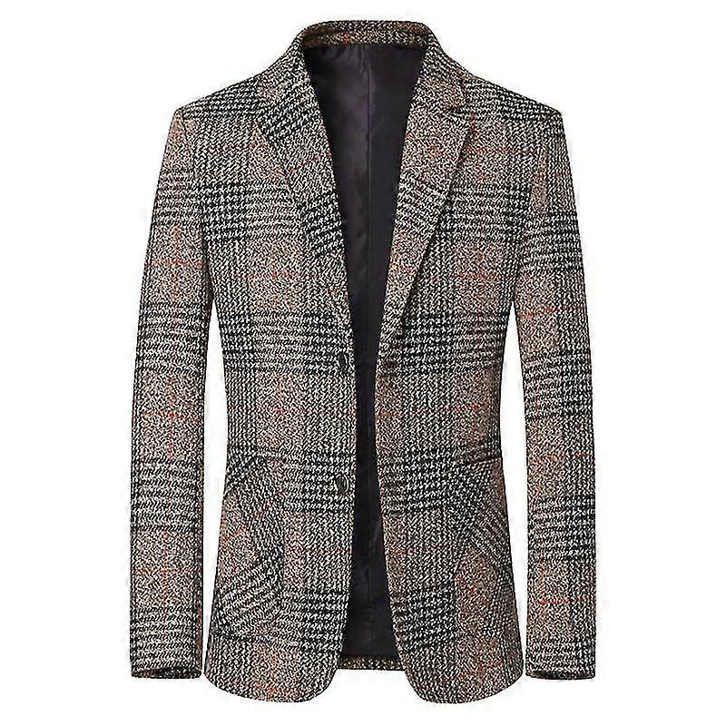 Erkek Ekose Blazer Slim Fit Kareli Kaban -yujia-YuJia