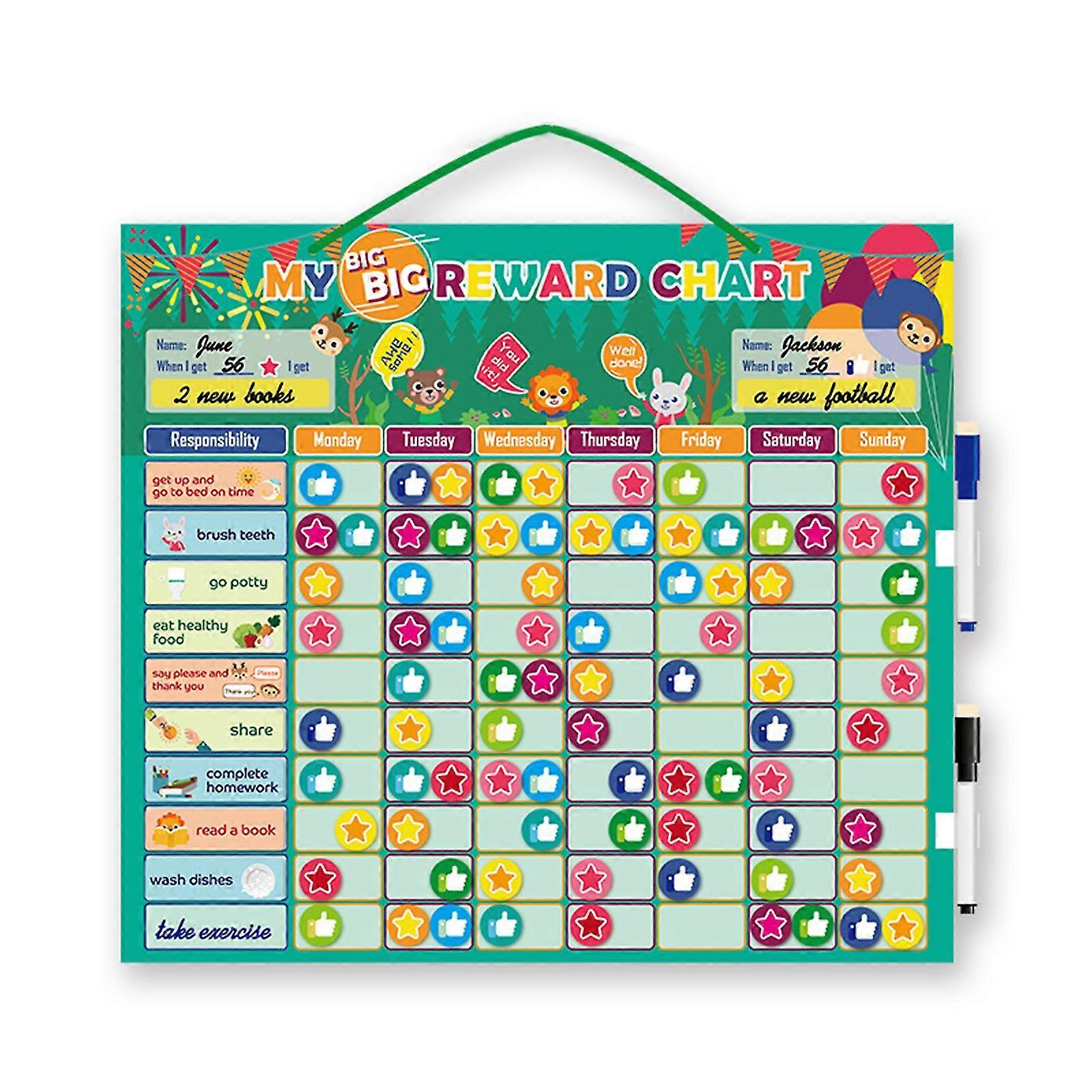 Calendar Magnetic Star Reward Chart With Creative Rope Pen Clips Bonus Magnet
