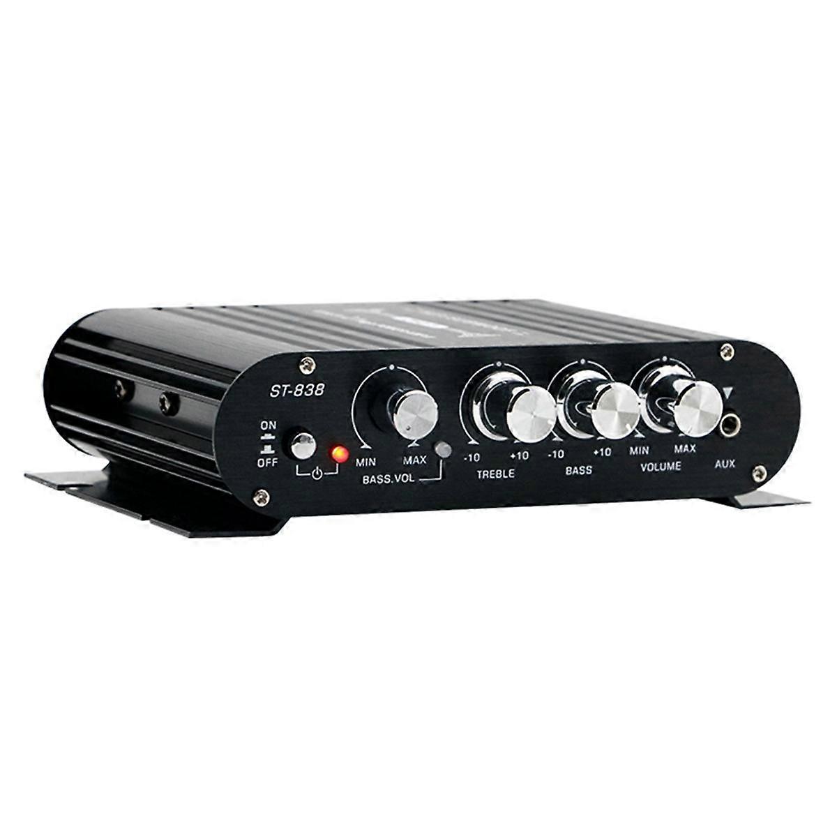Black Car Bluetooth Amplifier HiFi Home Audio Multi-Function Speaker Professional Fever for Car (Adapter Included) EU PLUG