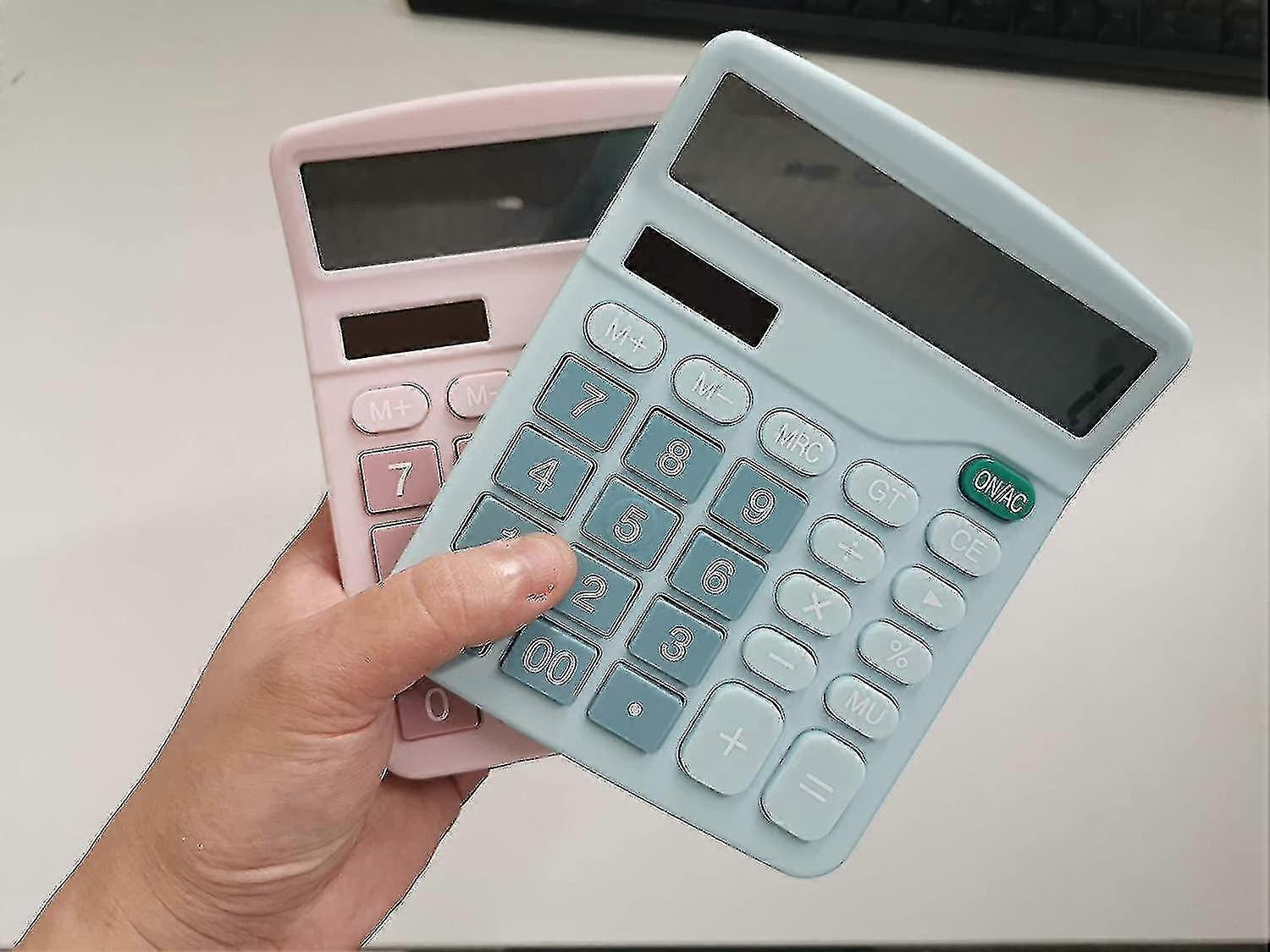 Calculator, 12-bit Solar Battery Dual Power Standard Function Electro