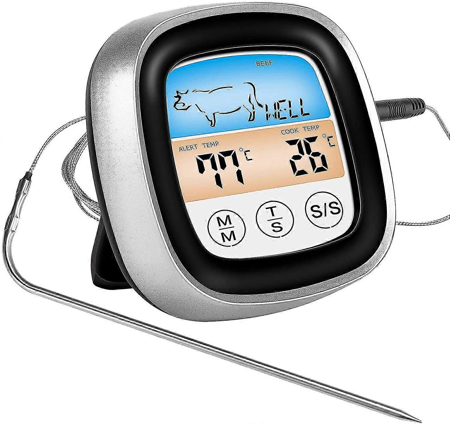 digital bbq food thermometer bbq meat thermometer instant read temperature probe kitchen timer thermometers for baking black silver betterlifefg