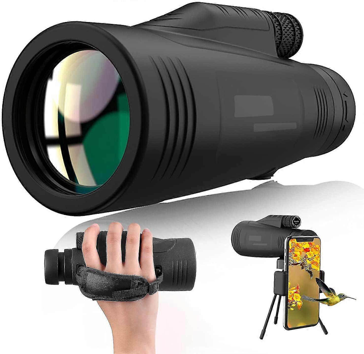 Monocular Telescope 12x50 Hd Starscope Monocular Zoom Monocular Telescope Waterproof, Fog-Proof Bak4 Prism And Fmc With Hand Strap, Mobile Phone Holde