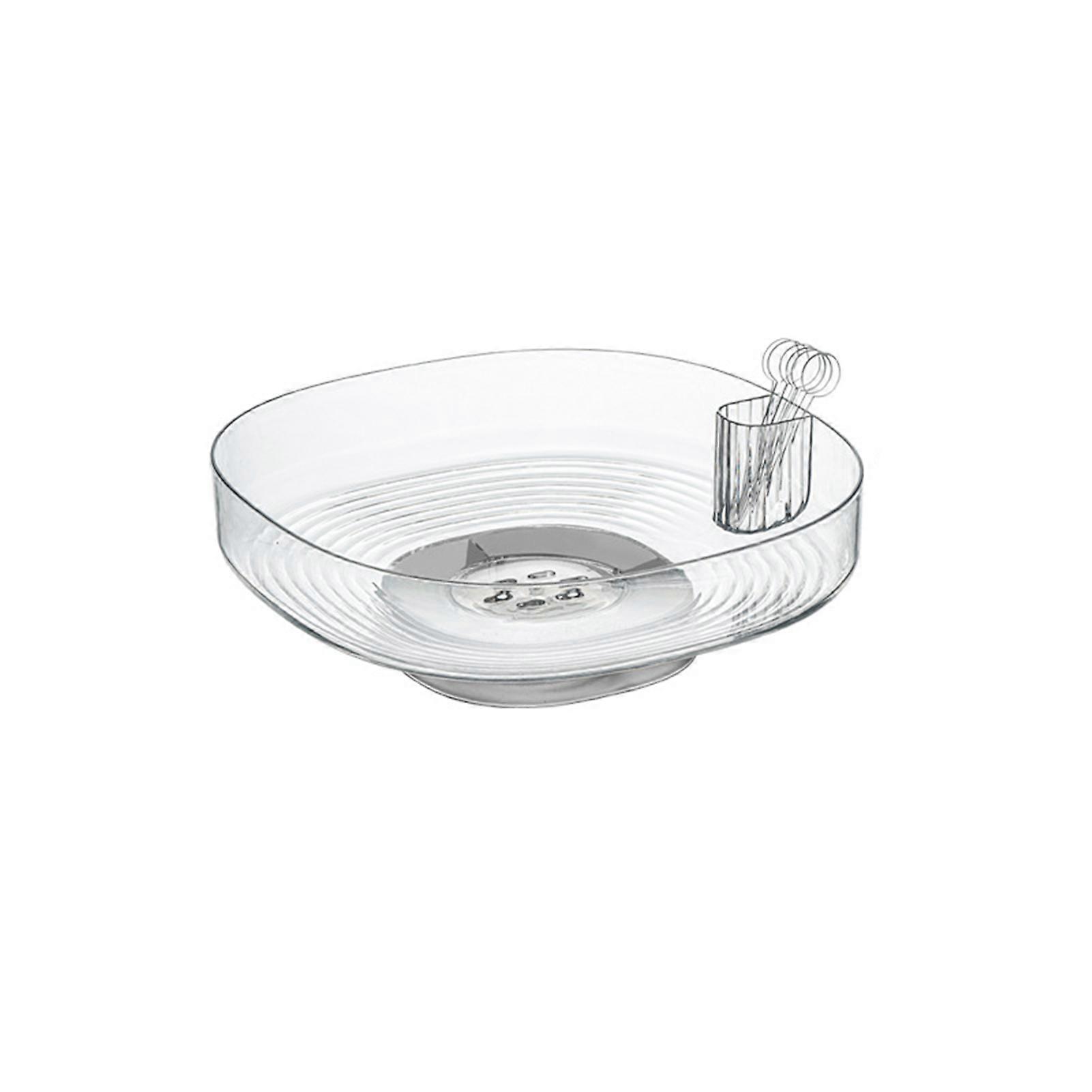Drainage Fruit Dish with 6pcs Fruit Forks Large Capacity Snack Nuts Storage Box for Living Room