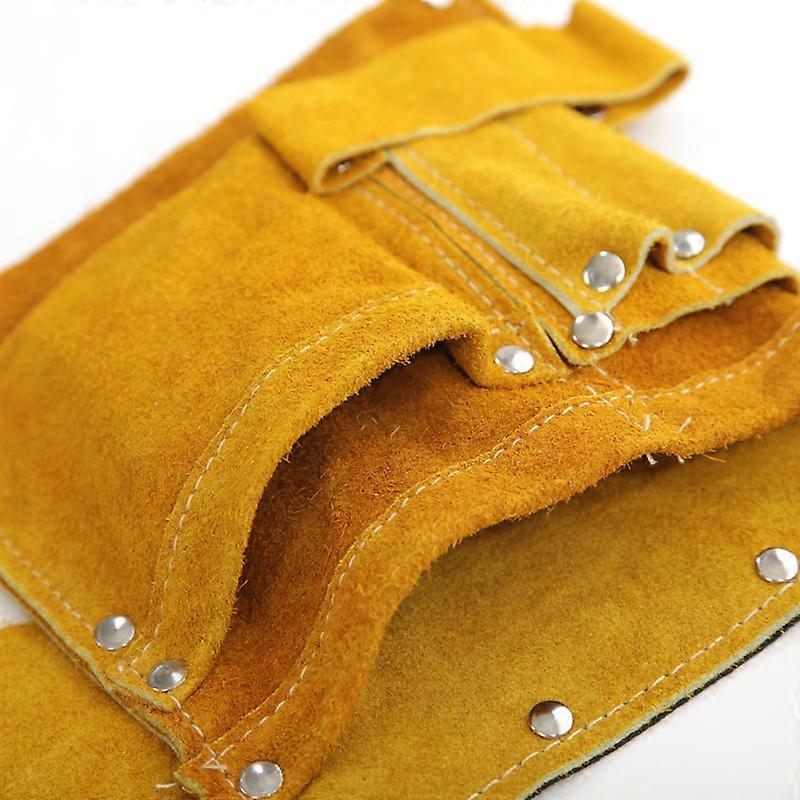 Multiple Pocket Cowhide Tool Bag w/Quick Release Buckle Construction Pouch for Carpenter Framer