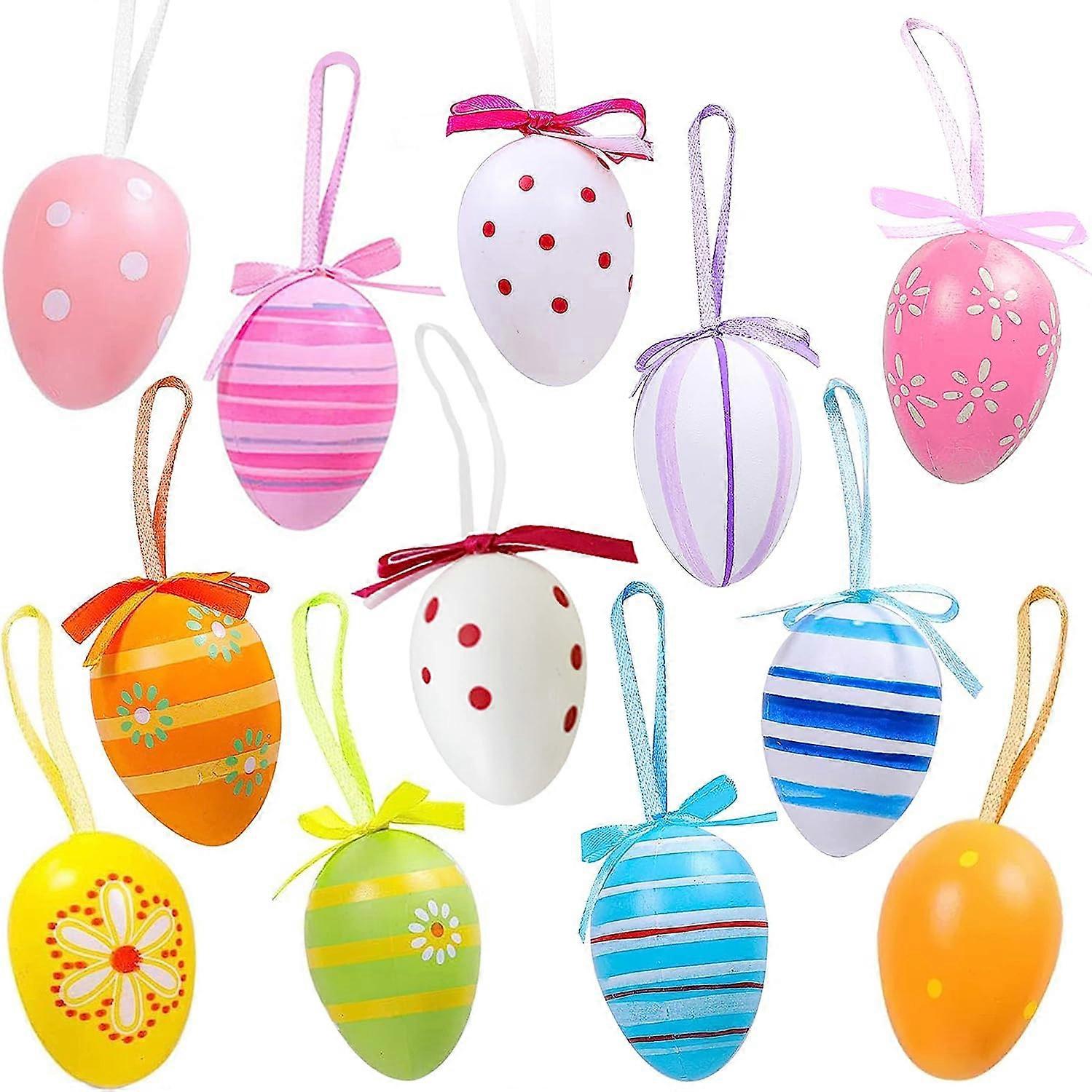ZK-12 Easter Decorations for Home with Ribbons, Plastic
