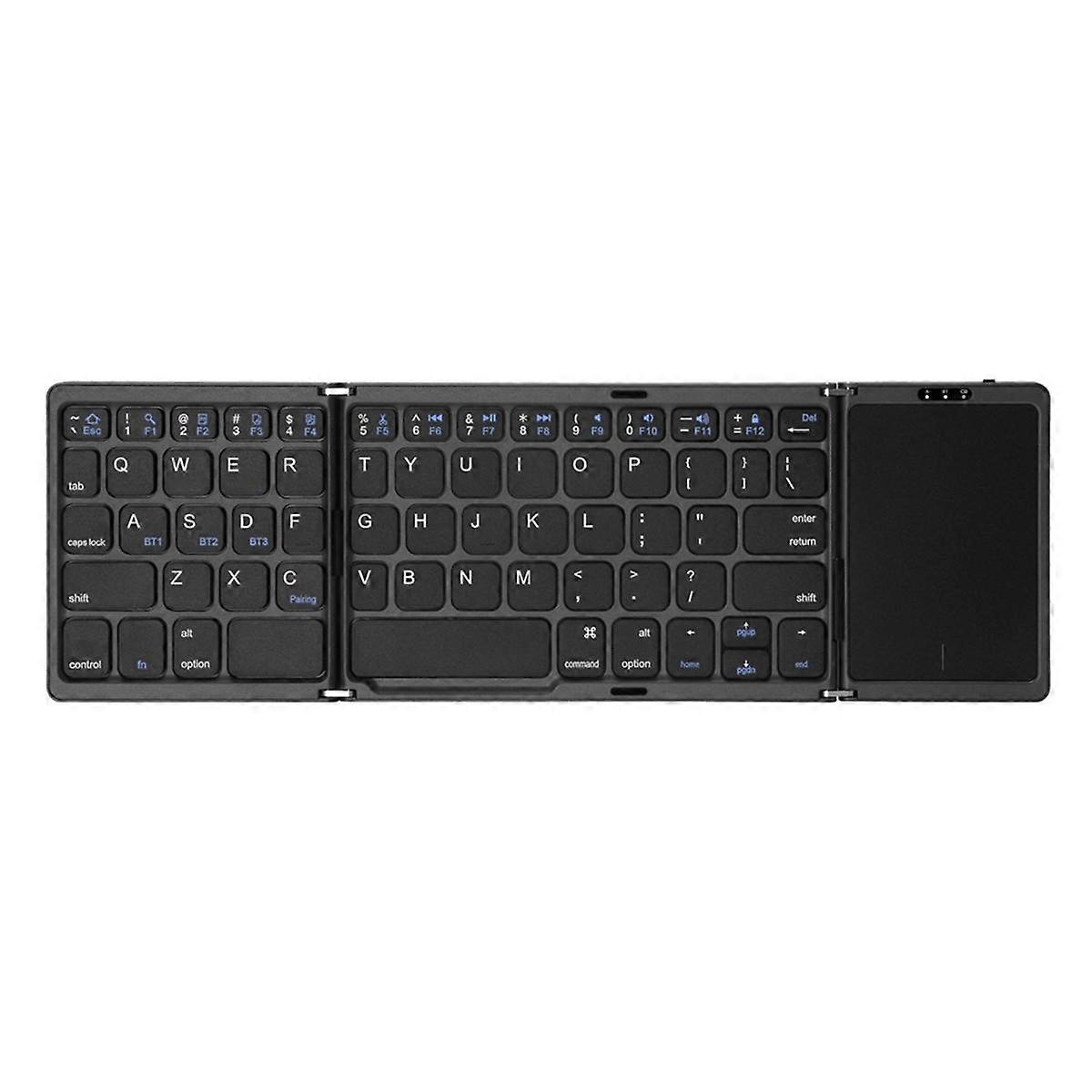 B089T Portable Folding Keyboard with Trackpad Rechargeable Mini Wireless Bluetooth Keyboard for IOS and ,Black