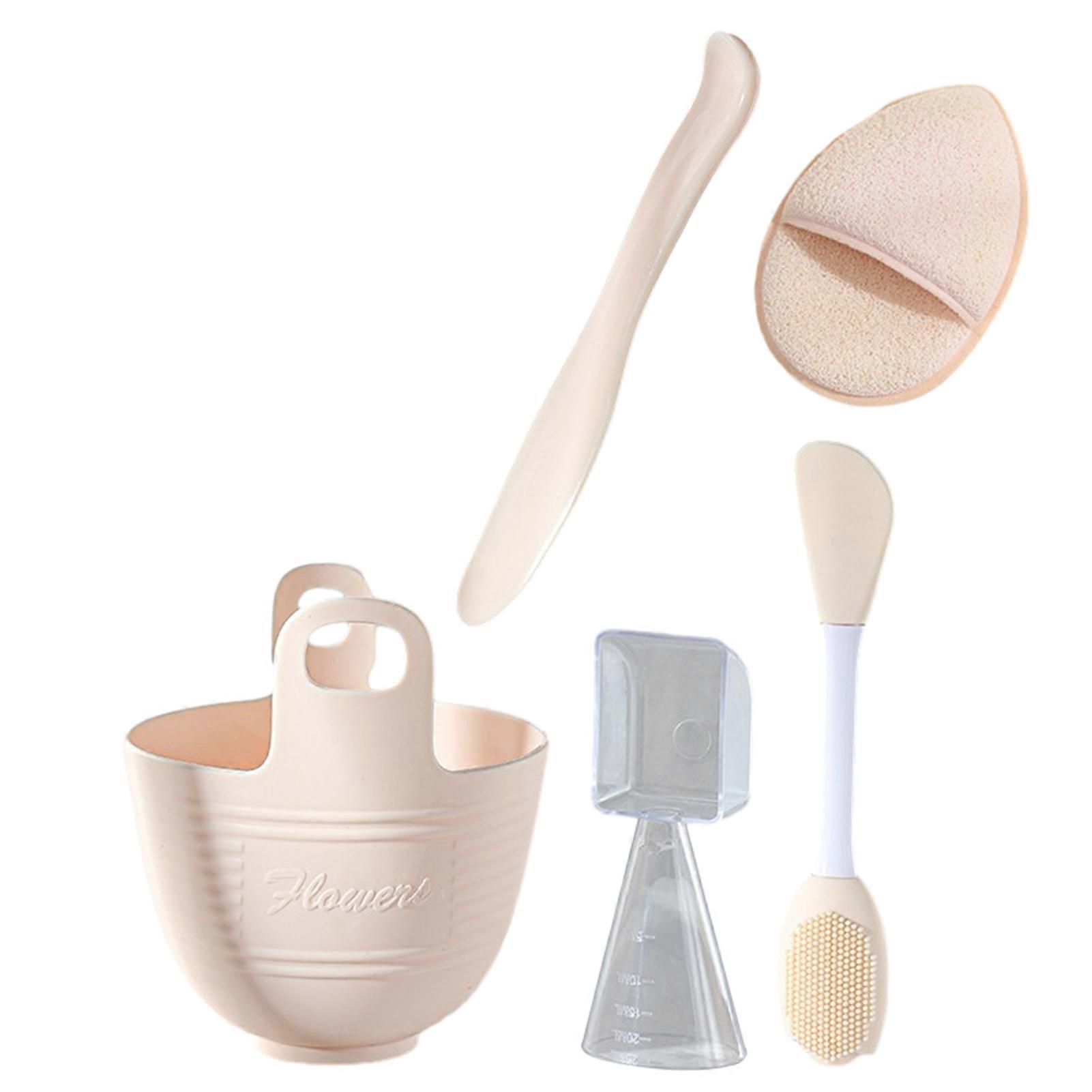 4/5PCS Silicone Mask Bowl Set with Measuring Cup Resuable Space Saving Cream Mixeds Bowl for Women Girl