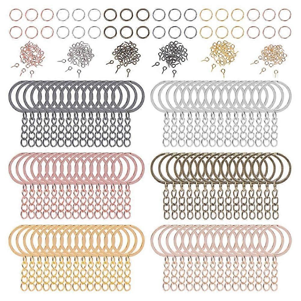 360PCS Key Ring with Chain & Small Screw Eye Pins Hooks for DIY Keychain Making Make Your Own Key R