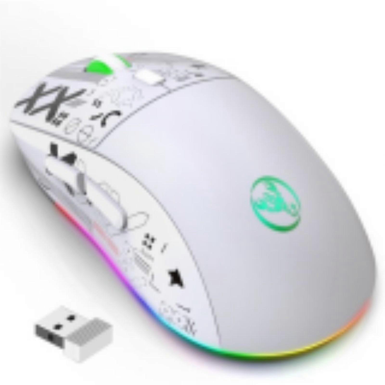 Hxsj 2.4G Wireless Mechanical Mouse RGB Gaming Mouse Ergonomic Design 10 Million Keystroke 3600DPI 11 RGB Lighting Modes