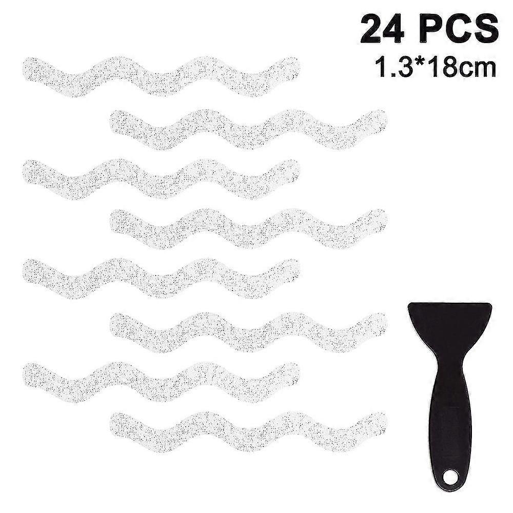 24 Pcs S-shape Anti-slip Strips,self-adhesive Mat,transparent