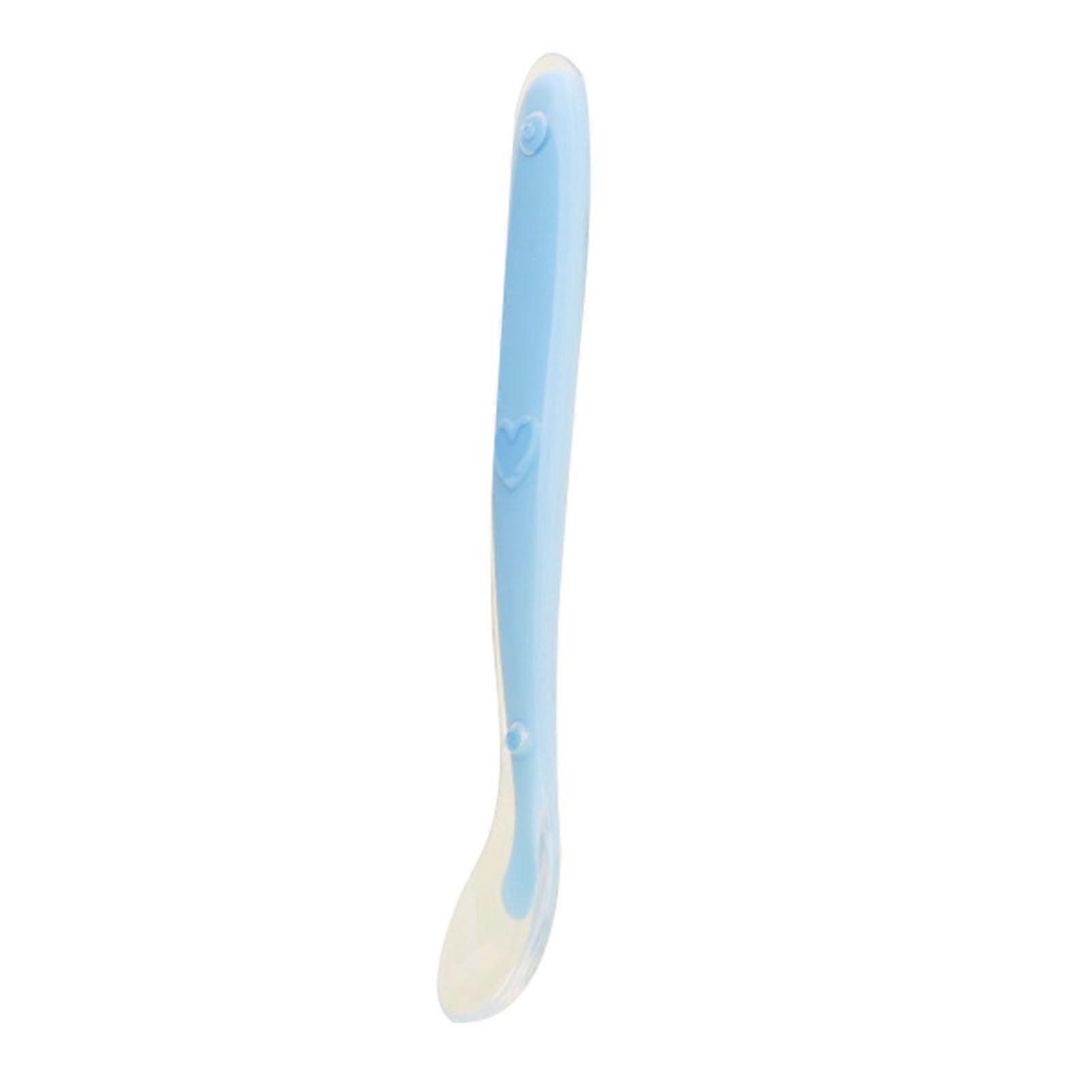 Baby Silicone Spoon Ergonomic Gum Friendly Soft Infant Feeding Spoon For Babies Over 4 Months Old Blue