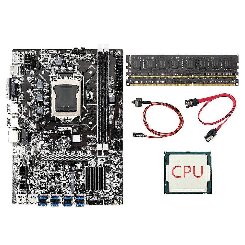 B75 Eth マイニングマザーボード + CPU + SATA ケーブル + スイッチケーブル + 2x4g DDR3 1600MHz ラムサポート DDR3 B75 USB B