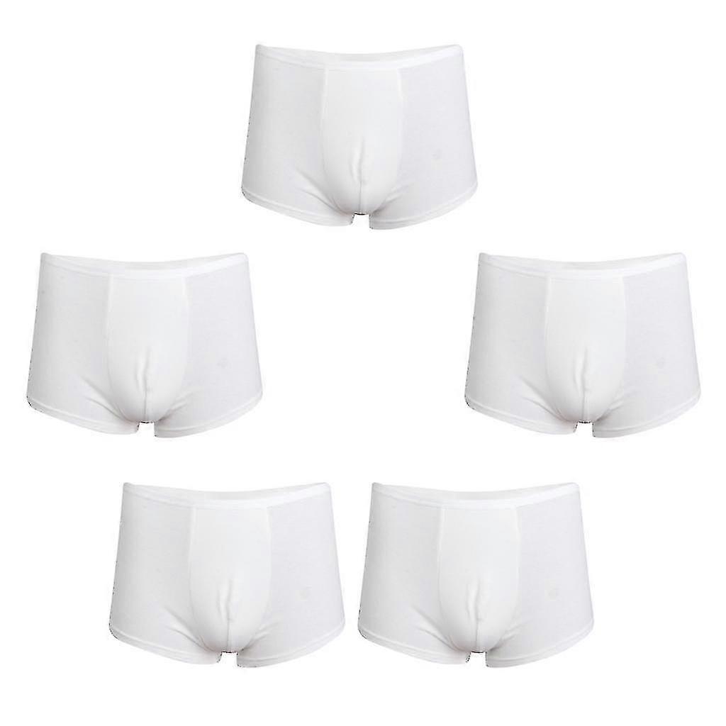 5pack Men's White Regular Absorbency Washable Incontinence Boxer Briefs L