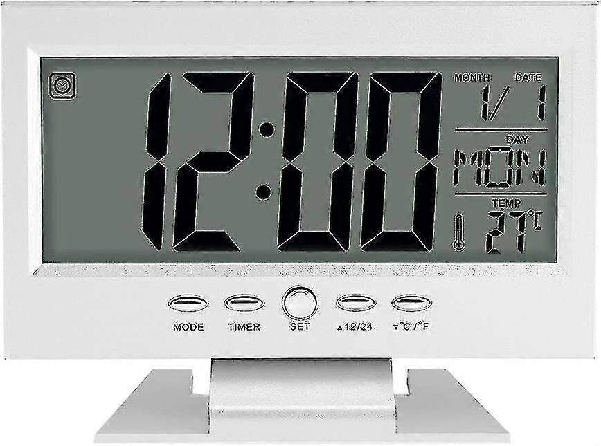 Digital Clock Calendar Multifunction Digital Lcd Desktop Alarm Clock With Night Light And Snooze Time/date/temperature (silver) Hy