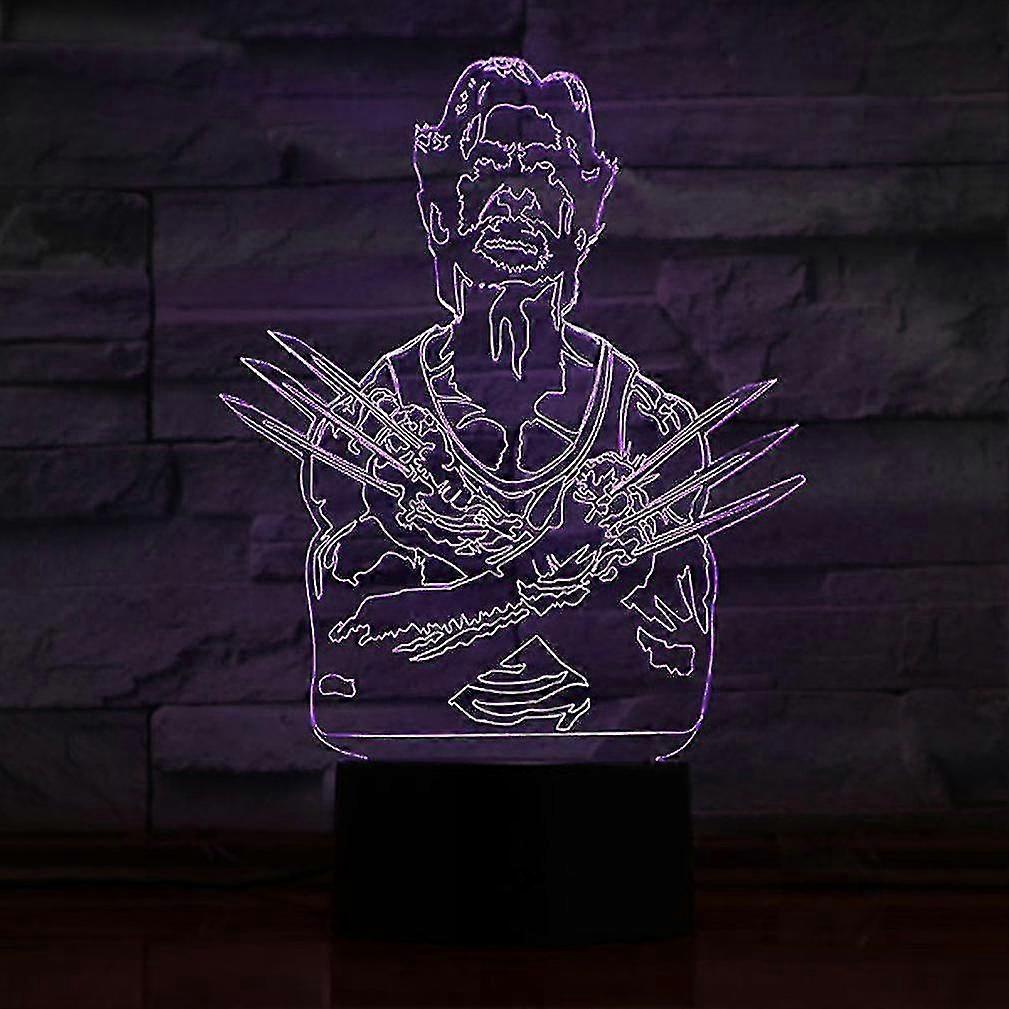 Superhero Wolverine 3d Led Night Light Colorful