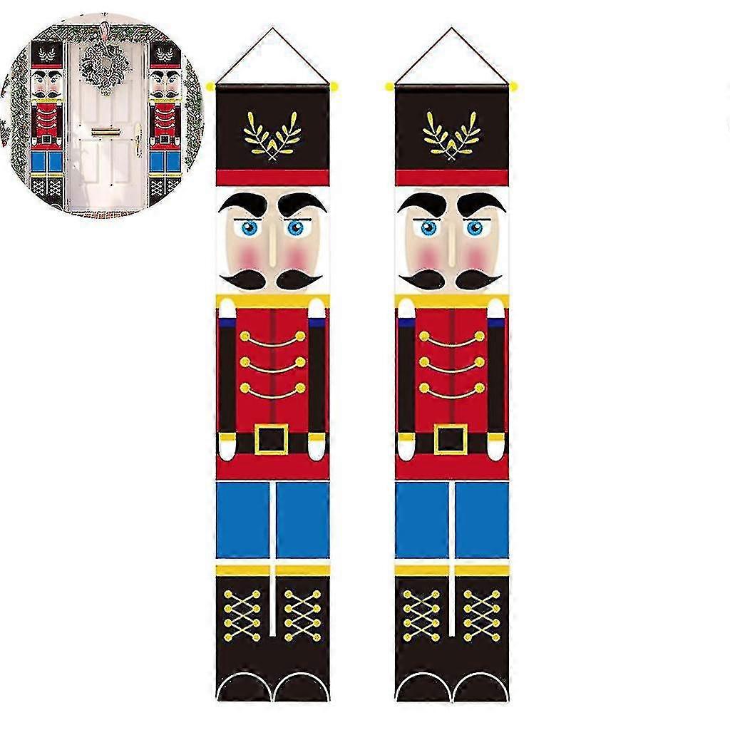 2 قطعة كسارة البندق لافتات عيد الميلاد حارس الجندي نموذج لافتات لزينة عيد الميلاد، ديكور داخلي وخارجي