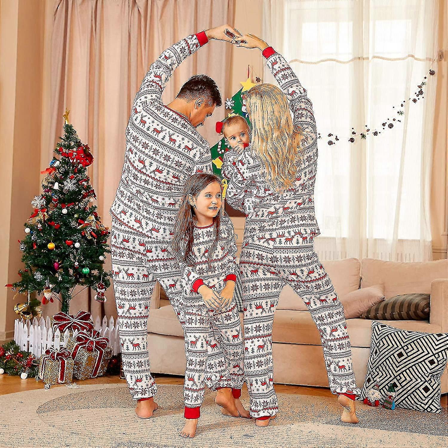 Matchende familie pyjamas julesett, matchende sett jule pjs for familie pyjamas