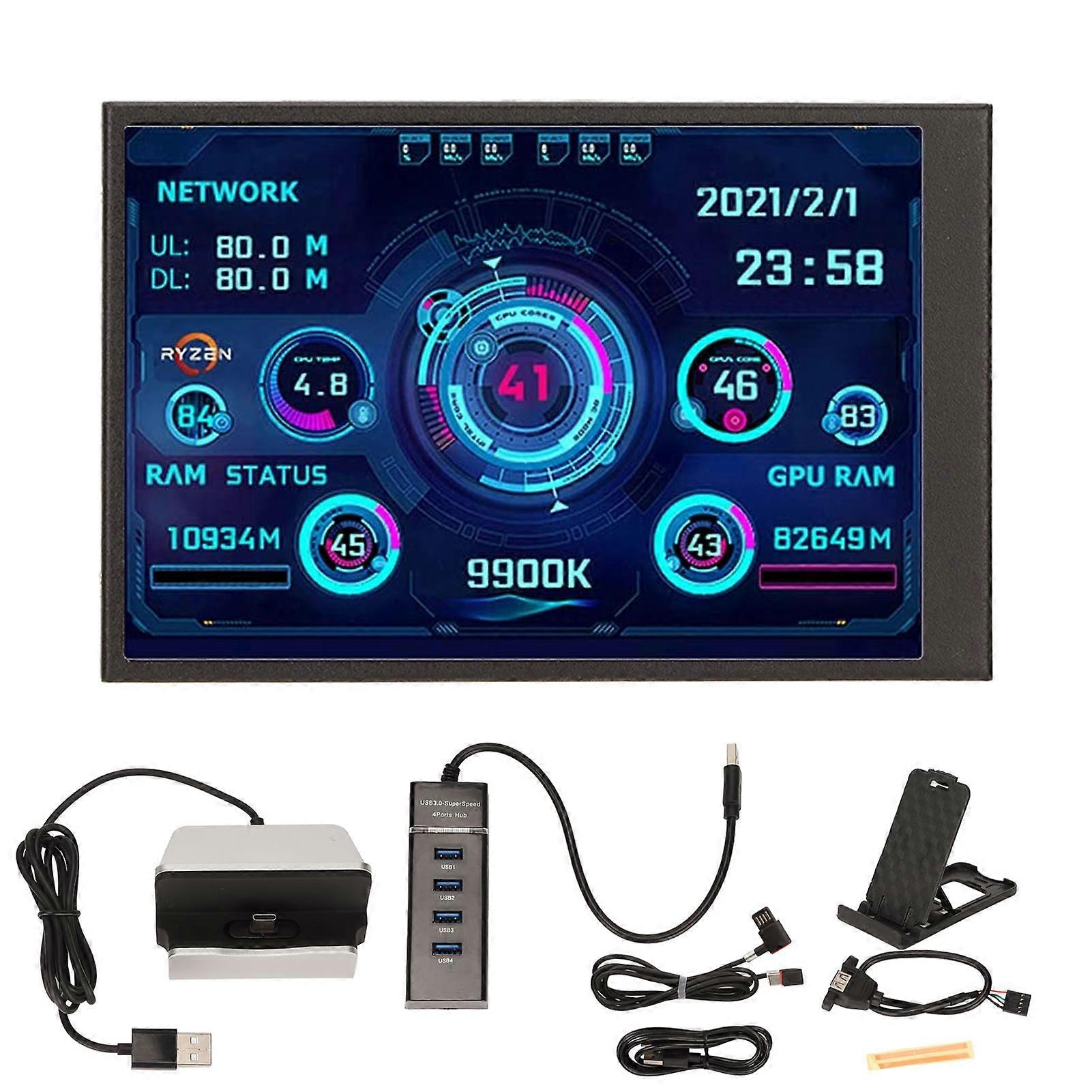 PC CPU Data Monitor 3.5 inch IPS USB Mini Screen Clear Data Multifunctional Mini ITX PC Case Moniror pentru PC Chassis