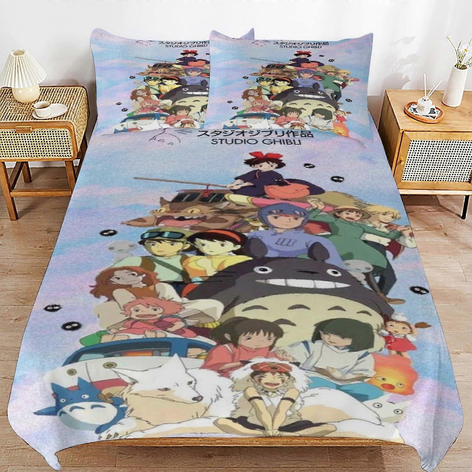 bedding set CA102 My Neighbor Totoro Bed Duvet Cover Microfiber Bedding Sets 3D Printed Lightweight 3 Piece Comforter Sets, 1 Duvet Cover And 2 Pillow
