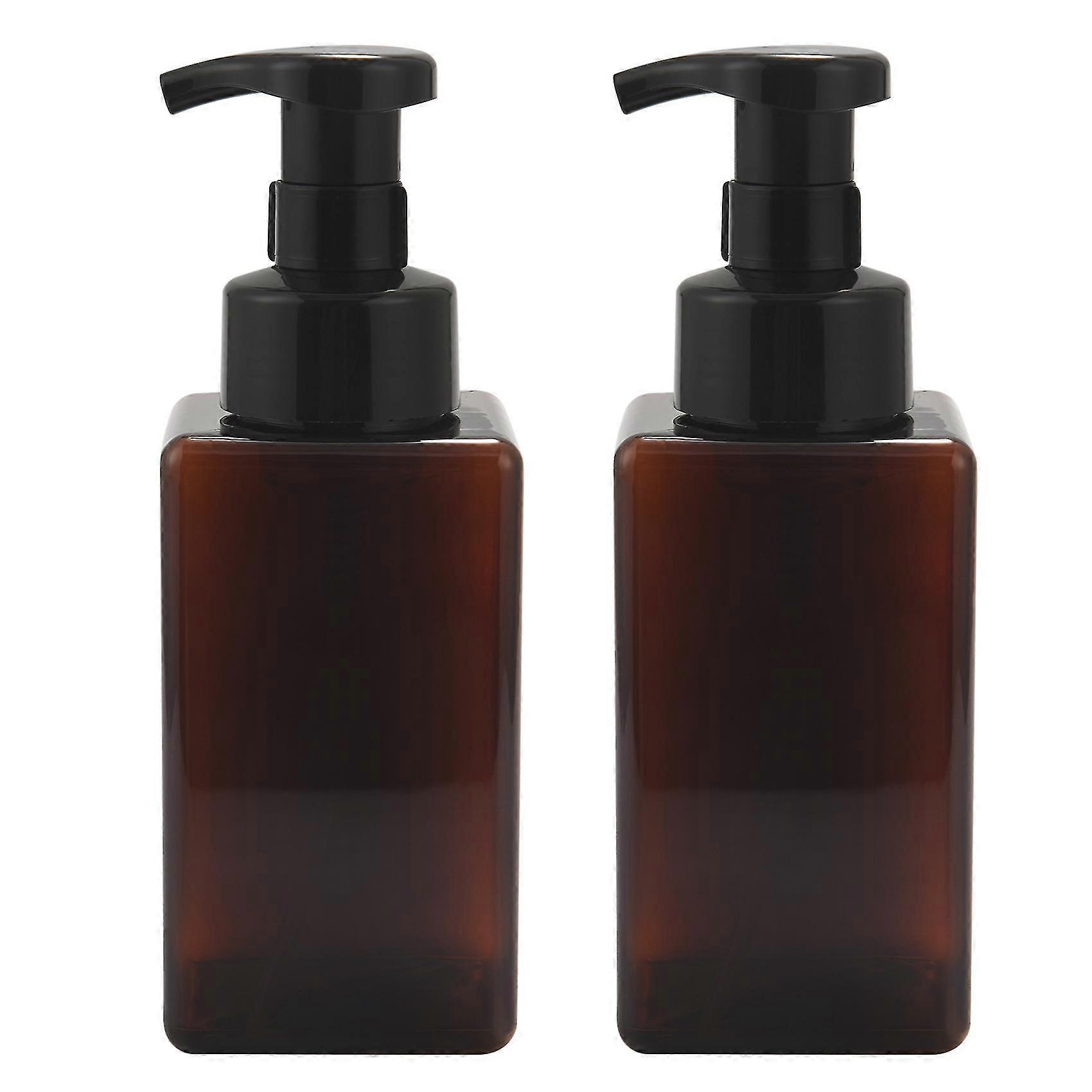 2 Pack Foaming Soap Dispenser 15oz Refillable Foam Liquid Empty Plastic Pump Container - Brown 450m