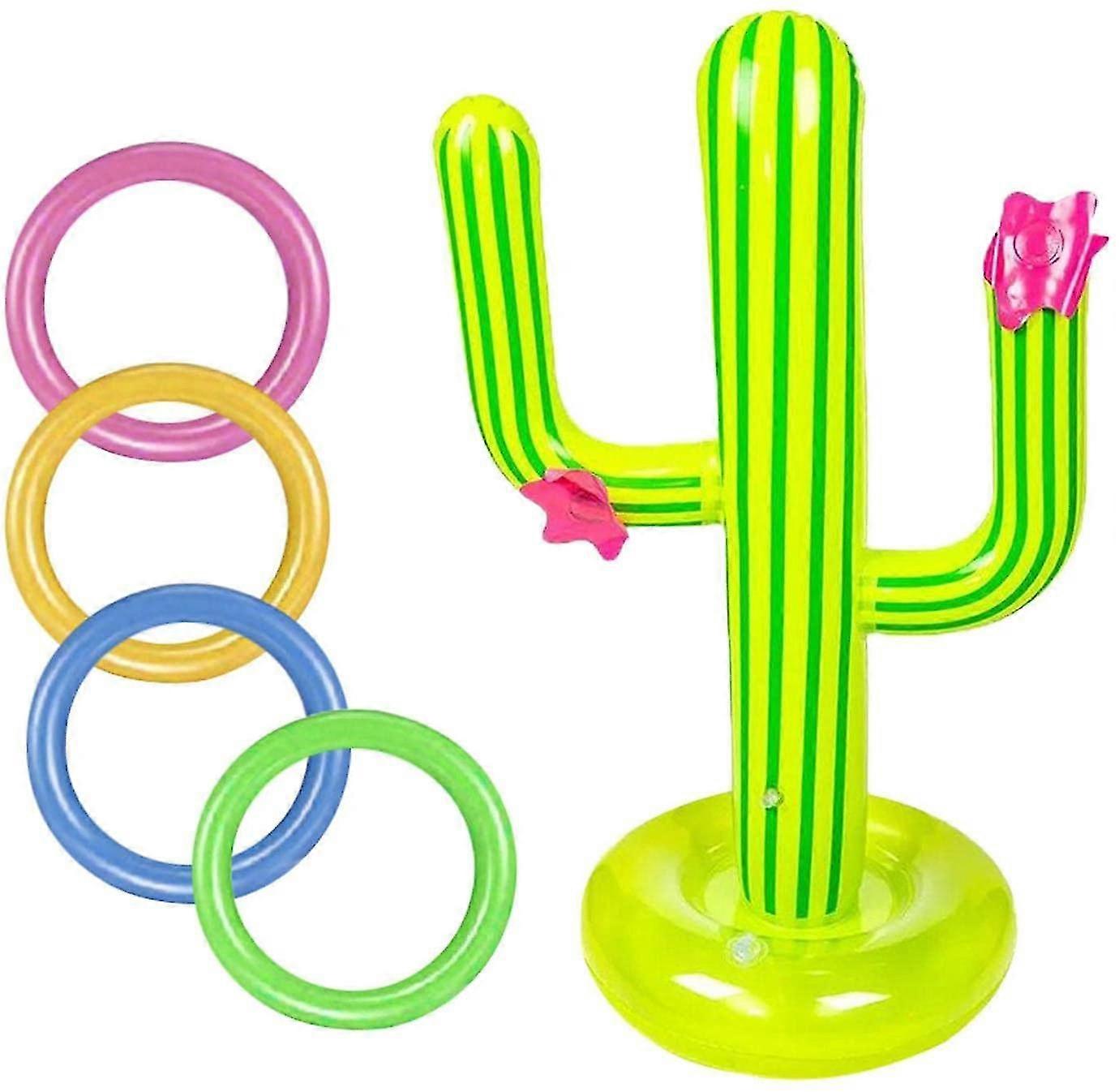 Pool Tossing Ring Inflatable Cactus Tossing Ring Game Set