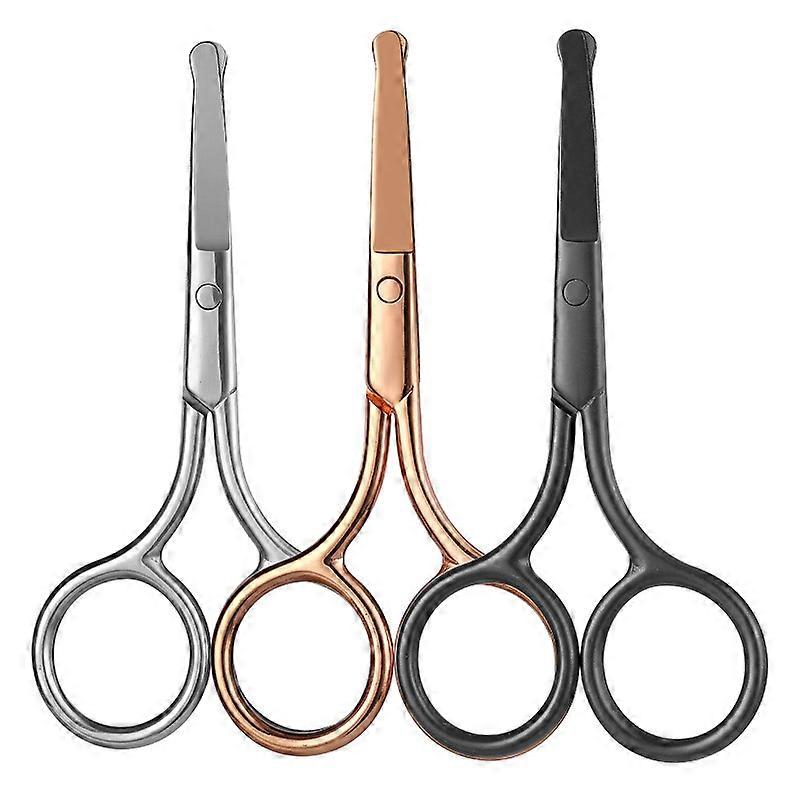 Nose Hair Scissors, Multipurpose Nose and Ear Rounded Tip Scissors, for Trimming Nasal Hair, Also for Grooming Eyebrows, Ear Hair and Beards(3pcs, mul