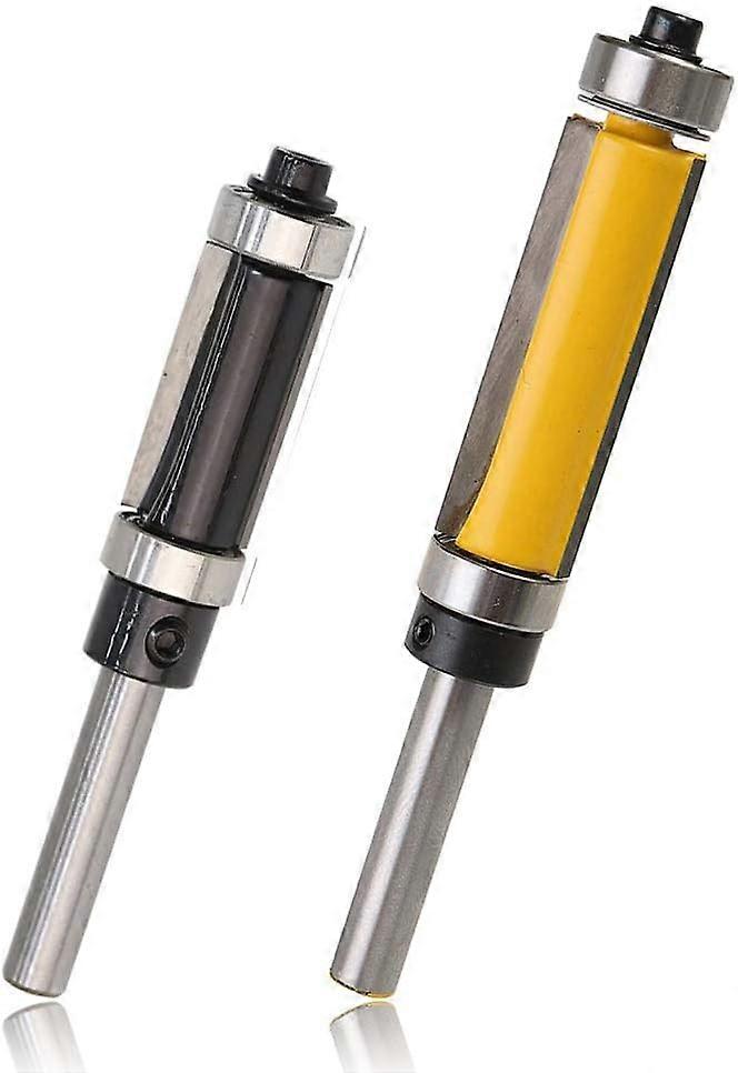 Top & Bottom Bearing Flush Trim Router Bit Set, 1/4 Inch Shank Pattern Template Trimming Router Bits with Bearing Guide Woodworking Milling Cutter Too